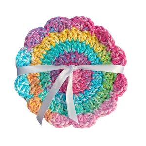 Handcrafted Crocheted Coasters set of 4 Rainbow Colors